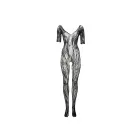 Сетчатое боди с кружевными рукавами – чёрное – One size — Фото 6