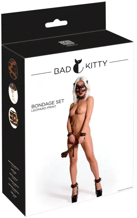 Bad Kitty Fesselset Leo – бондажный комплект – искусственная кожа – леопардовый принт