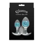 Cosmic Glams 2-Piece Kit – liquid silicone anal trainer set with sparkling glass marble – blue — Photo 4