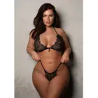 Plus Lace Bra Top, String and Garter Belt – Black – 1X/2X — Photo 7