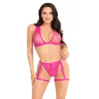 Lace Bra Top and Panty Set with Garters – Purple – One Size — Photo 8