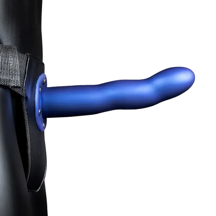 Ouch! Izliekts dobs strap-on – metāliski zils Foto 3