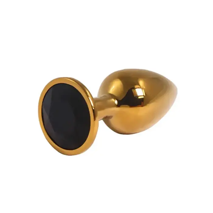 Gold anālais spraudnis ar Black Diamond – 7 cm – Melns