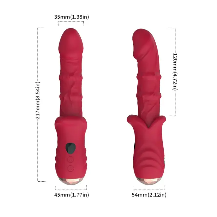Dick Red 9 vibrācijas funkcija vibrators – 21.7 cm (8.5″) – sarkans Foto 2