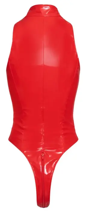 Black Level Vinyl Bodysuit with Zip – Red – L Photo