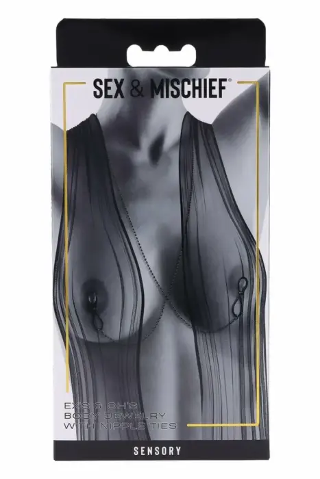 Sportsheets Ex's and Oh's – body jewelry with adjustable nipple ties – gunmetal