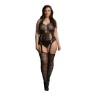 Lace Suspender Bodysuit – Black – Plus Size — Photo 8