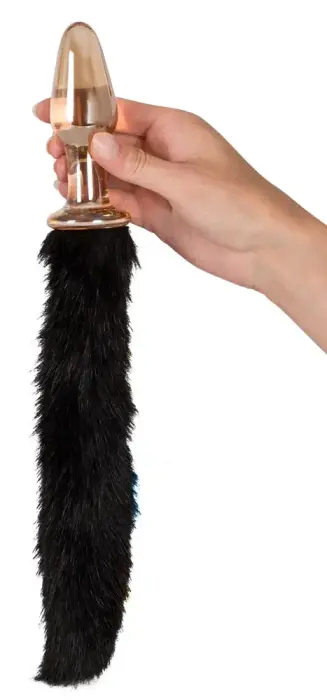 Stiklinis kištukas su uodega – 12 cm (4.7″) – Skaidrus Photo