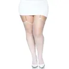 Leg Avenue Plus Rhinestone Fishnet Stockings – White – 1X/2X — Photo 2