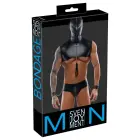 Svenjoyment Bondage vyriškas rinkinys – trumpas topas su gobtuvu, tanga, pavadėlis, 2 antrankiai – juodas – 2XL — Nuotrauka 1
