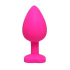 Rozā sirds formas anālais spraudnis ar baltu kristālu – 8 cm (3.1″) — Foto 2