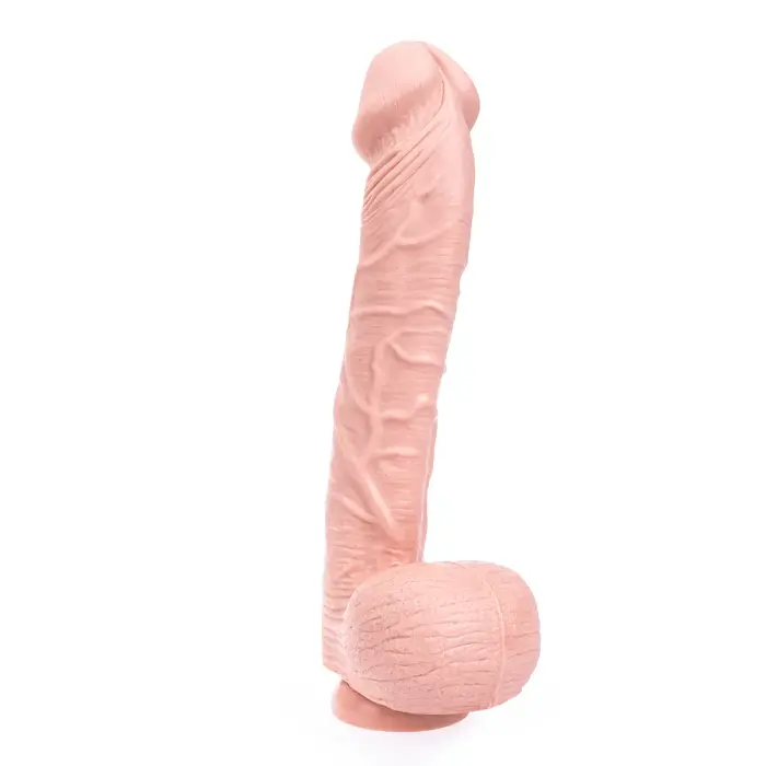 Dinoo King-Size išlenktas dildo – 23+ cm – kūno spalva