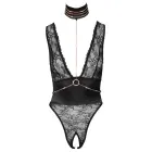 Abierta Fina Lace Bodysuit with Rhinestone Chains – Black – S Photo