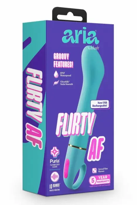 ARIA Flirty AF 2.0 – перезаряжаемый водонепроницаемый вибратор – RumboTech 10 режимов – морской зелёный – 17,8 см