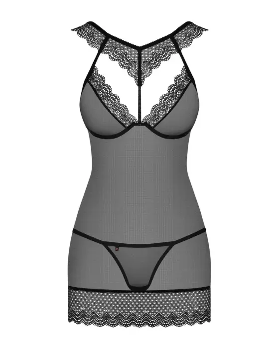 Obsessive кружевная сорочка со стрингами – S/M Фото num