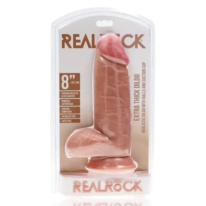 Itin storas tiesus dildo su sėklidėmis – 20.3 cm (8″) – kūno spalva