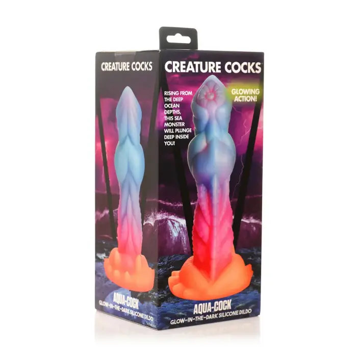 Aqua Cock Glow-in-the-Dark Dildo – 19 cm (7.6″) – Multicolored