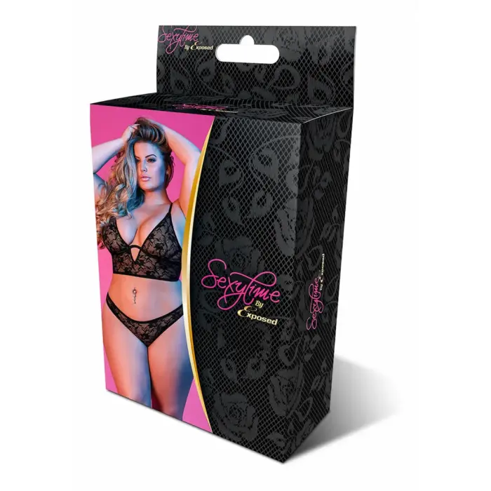 Exposed by Magic Silk комплект бюстгальтера с косточками и трусиков – чёрный – XXL