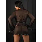 Caurspīdīgs kimono un stringi komplekts – melns – L/XL Foto 6