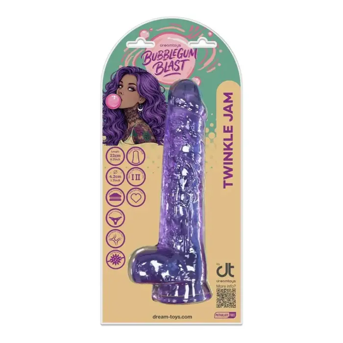 Bubblegum Blast Twinkle Jam – želeedildo iminapaga – lilla – 22 cm
