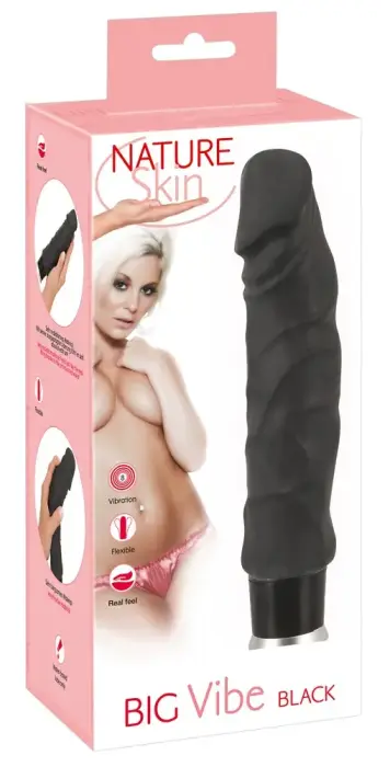 Nature Skin Big Vibe Penis Vibrator – 23 cm (9″) – Black