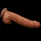 LoveToy King Sized Sliding Skin Dual Layer Dong – reālistisks dildo – TPE – brūns – 30,5 cm — Foto 22