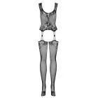 Floral Mesh Bodysuit with Open Back and Thigh Straps – Multicolored – XL — Photo 3