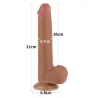 Slīdošas ādas divslāņu dildo – 23 cm (9″) – Brūns — Foto 2