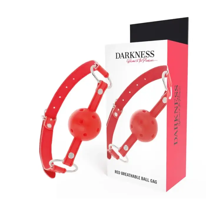 Darkness – breathable ball gag with adjustable strap – red/black