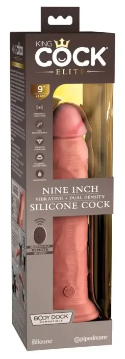 King Cock Elite Dual Density silikona vibrators – 24.8 cm (9.8″) – miesas krāsa