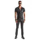 RMEmilio001 wetlook polo krekls – melns – 4XL — Foto 6