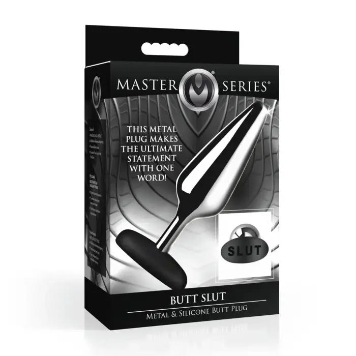 Butt Slut metāla un silikona anālais spraudnis – 13 cm (5.1″) – Sudrabs