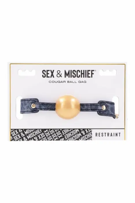 SPORTSHEETS Cougar Ball Gag – тёмно-синий/золотой – резиновый шар – регулируемый 41–62 см