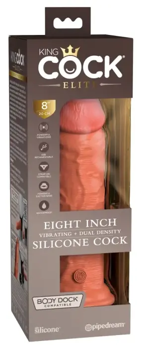 King Cock Elite Dual Density reālistisks vibrators – 22 cm (8.6″) – miesas krāsa