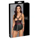 Cottelli Bondage Bra Set 85B/L Black-Red, Adjustable Longline Design — Photo 1