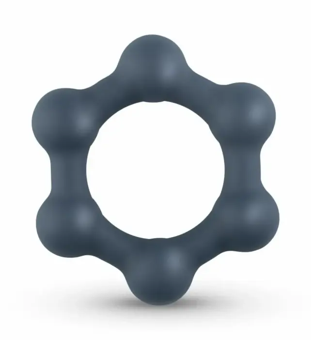 Boners Hexagon Silicone Ring with Integrated Steel Elements – Black