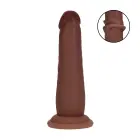 Divslāņu silikona reālistisks sliding skin dildo – 15.5 cm (6″) – brūns — Foto 8