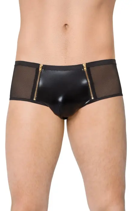 Men's Mesh Boxer Shorts with Cut-outs – Black – XL