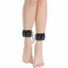 Darkness Adjustable Black PVC Leather Cuffs with Padlock – Universal Size — Photo 8