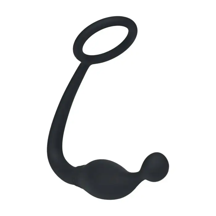 Silikona dzimumlocekļa gredzens ar prostatas stimulatoru – S – melns Foto 5