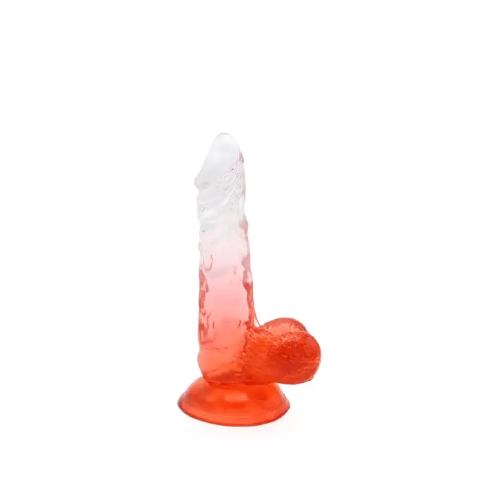 Kiotos Cox krāsains dildo ar piesūcekni – 17.5 cm (7″) – caurspīdīgs/sarkans