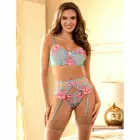 SUBBLIME 957650 Pink Floral Embroidered Bra & Garter Belt Set – L/XL — Photo 9