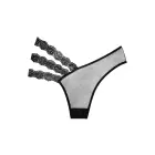 Wild Orchid Asymmetrical Sheer Panty with Lace Side Bands – Black – One Size — Photo 2
