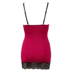 Cottelli Lingerie – атласная мини-сорочка с кружевом и перекрёстной шнуровкой – красная/чёрная — Фото 5