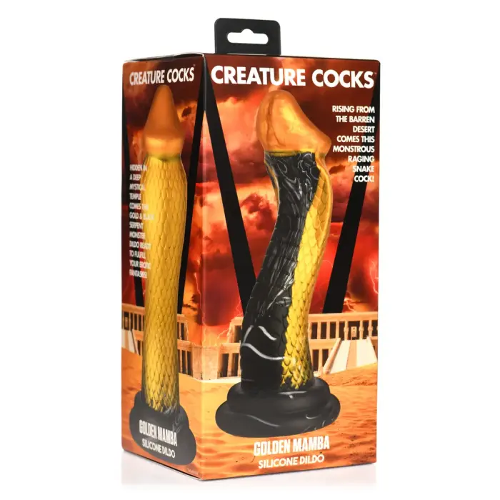 Golden Snake silikoninis dildo – 23+ cm (9″+) – juodas