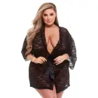 Baci Queen Satin & Lace Robe – Black – Queen Size — Photo 1