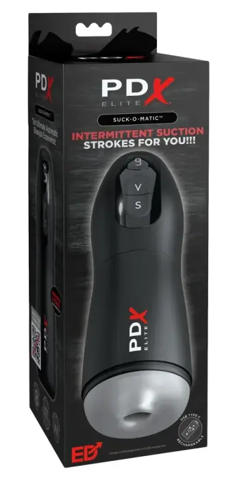 PDXE Suck-O-Matic Frosted Automatic Masturbator – 26.5 cm (10.5″) – Black