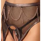 Abierta Fina Mesh Bra, Suspender Belt and Crotchless Thong Set – Black – XL — Photo 6
