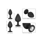 Silicone Anal Plug Kit with Gemstones – 3-Piece Set – Black — Photo 4