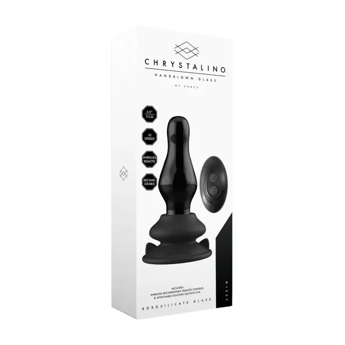 Missy - Vibreeriv klaasist dildo iminapaga – 20 cm (8″) – Must